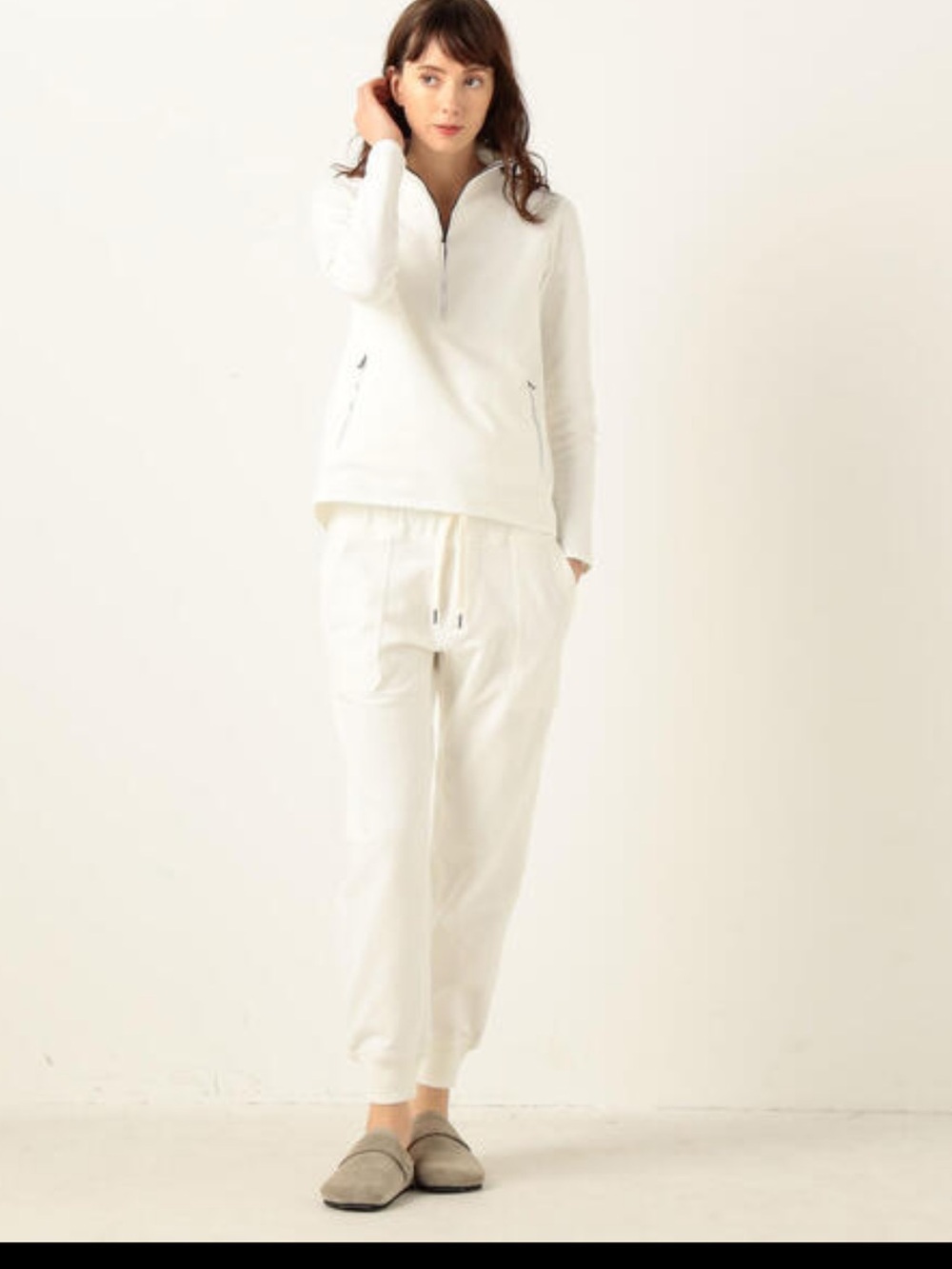 NWT James Perse Cotton Fleece Drawstring Jogger Pants White